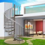 Outdoor Powder Coated Carbon Steel Spiral Staircase Customized Size