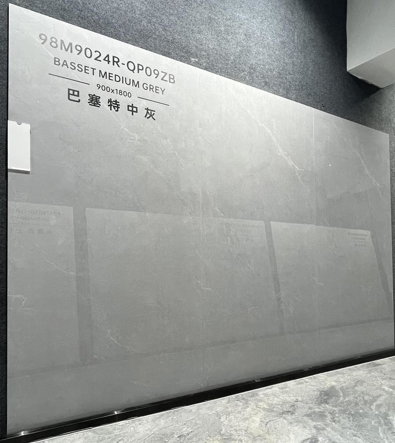 Scratch-Resistant Modern Indoor Wall Porcelain Glazed Polished Tile Gray 900x1800x9mm For Rebuilding And Dining Room