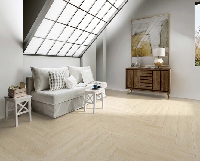 Gray And Beige 200x1000mm Wooden Porcelain Strips For Bathroom And Project Antibacterial Indoor Floor Strip
