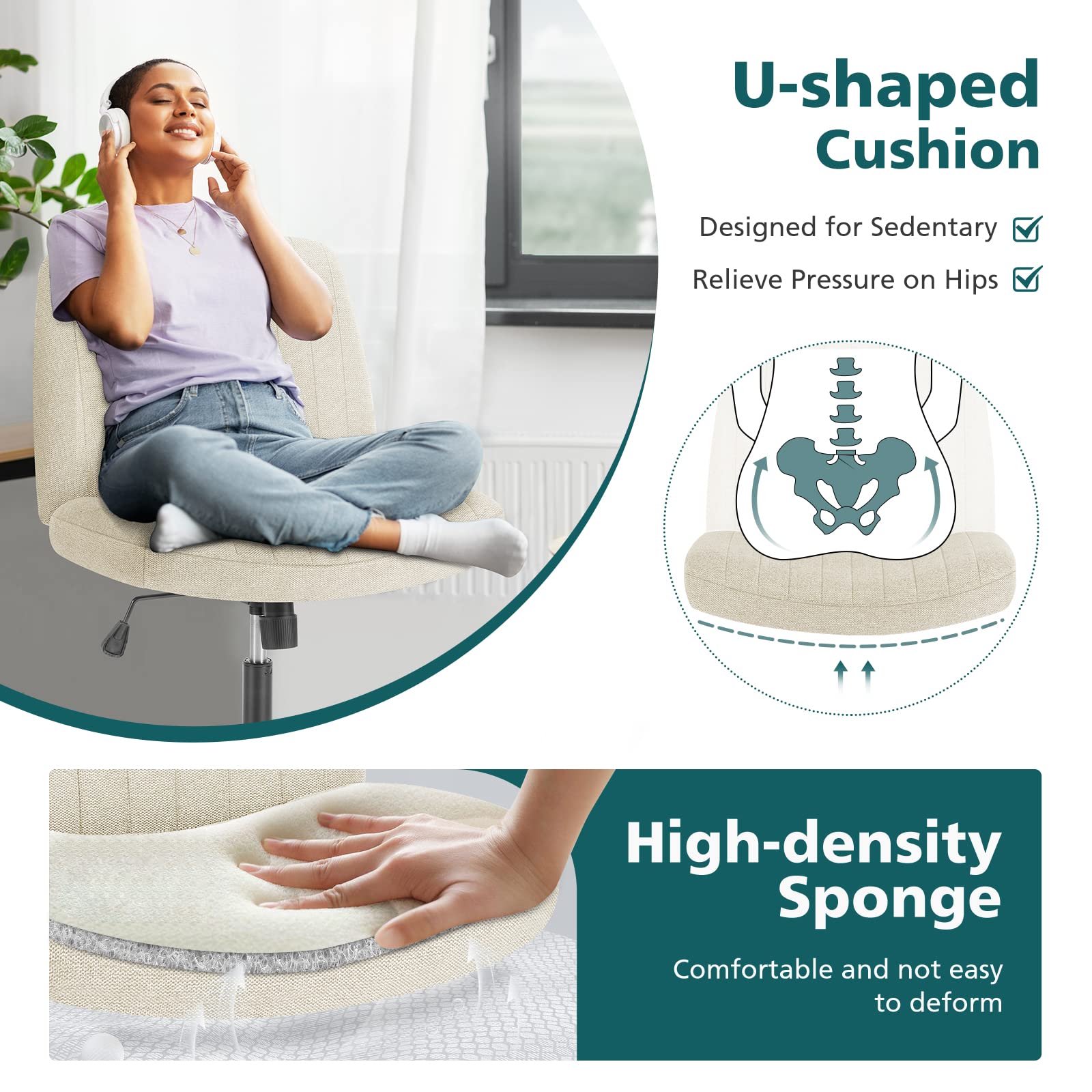 Customized Color Living Room Chair Adjustable Headrest High Back Desk Chair with Flip Arm