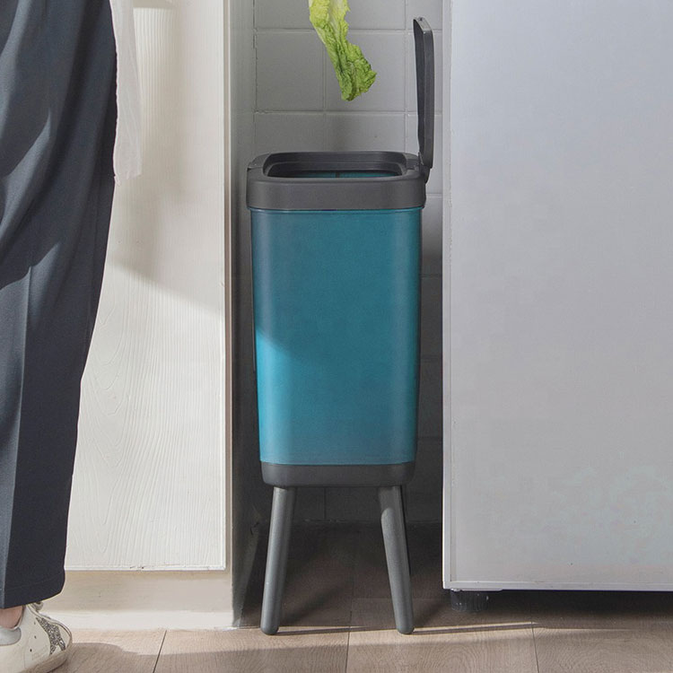 Slim Indoor Eco Flip Lid Kitchen Airtight Plastic Rubbish Bin with Legs