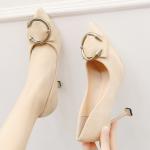 ZM011 New Korean Style Pointed Toe Stiletto Stiletto Square Heel With Metal