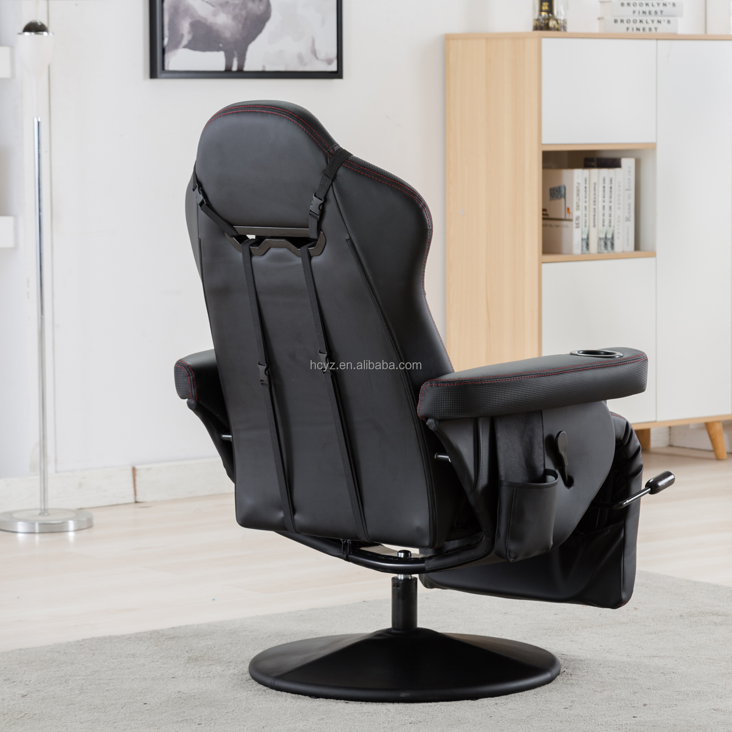 Office/Home/Apartment Gaming Chair with Cup Holder and Adjustable Backrest 90-135°