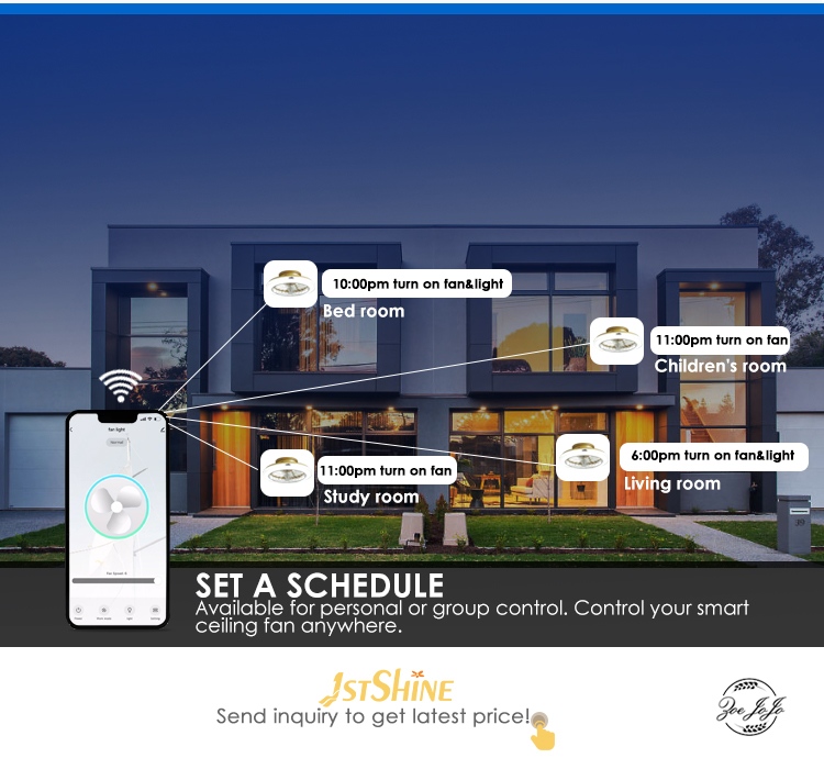 1stshine 20-inch Low Profile Gold Ceiling Fan with LED Light and Wall Control Switch