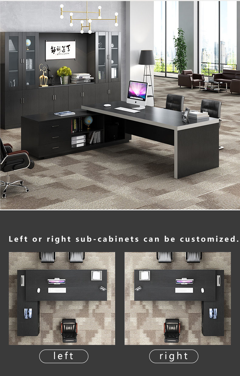Black Commercial Office Furniture , Office Desk Furniture Multi Functional Modular