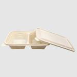 1000ML Food Safe 2 Compartment Degradable Lunch Box For Food Separation