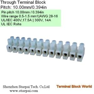 China Through Terminal block | Pitch: 10.0mm | Part No.PA8 Case PA66,UL94V-0 factory