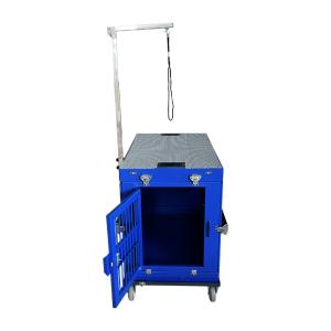China Aluminum Blue 40&quot; Heavy Duty Collapsible Dog Crate With Grooming Arm factory