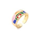 Multicolor Dripping Oil Rings Exquisite Gold Plated Wedding Rings OEM ODM
