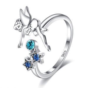 China 0.08oz 21.1mm Sterling Silver Angel Ring Nicke Free Open Silver Ring SGS factory