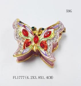 China Fancy Small Butterfly Metal Alloy Jewelry Box Small Butterfly Trinket Box factory