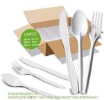 Compostable Cutlery Set Eco-Friendly Heavy Duty Utensils (50 Forks, 50 Spoons,