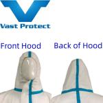 Hooded Sealed Seam White Light Disposable Micro Film Coverall for Medical