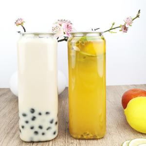 China Clear 0.5L Square Drinking Bottle With Cans Lid Salad Dressing factory
