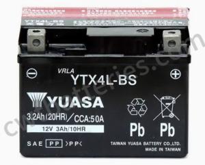 China Lithium Motorcycle Yuasa YTX4L-BS Battery 12V 3Ah 10HR CCA:50A factory