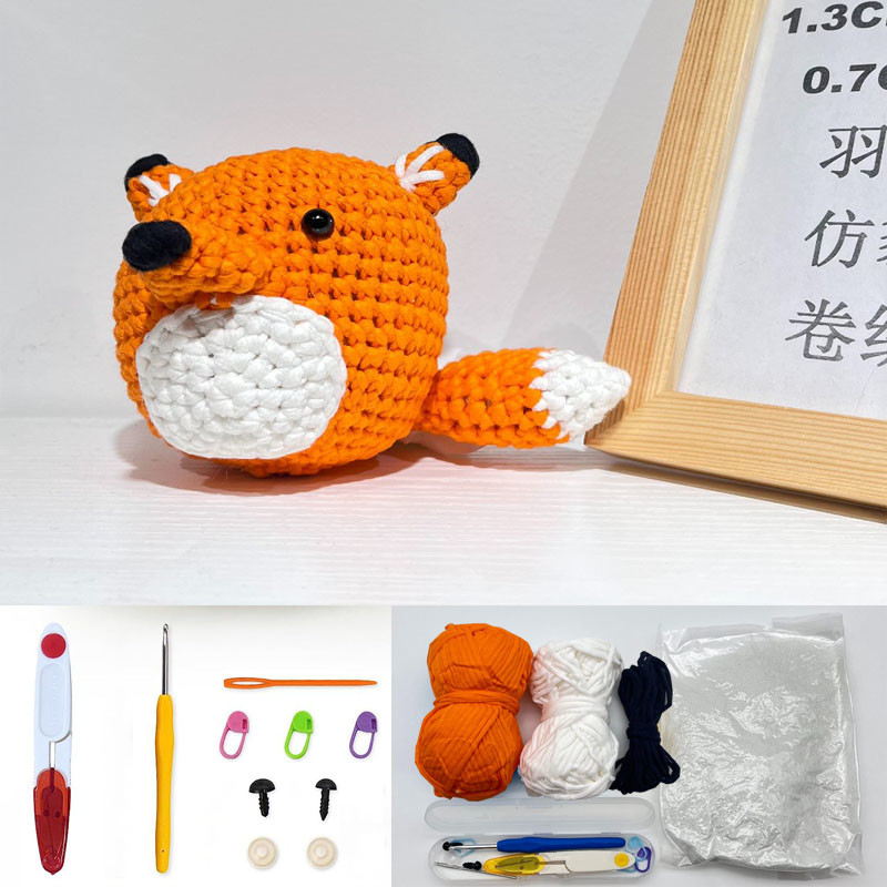 Ready Stock Seven Craft Cute Fox DIY Crochet Kit Milk Cotton For Beginners