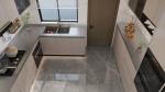 L-Shaped Beige Modern Stainless Steel Kitchen Cabinets With Glass Doors Design