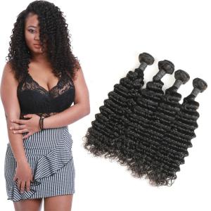 China Unprocessed Deep Wave Brazilian Hair Bundles , Deep Wave Human Hair Weave factory