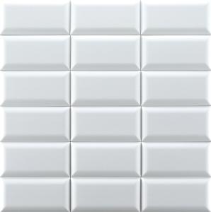 China White Bevelled Tiles 75x152mm Glossy Ceramic Wall Bread Tiles For Bathroom and Kitchen factory