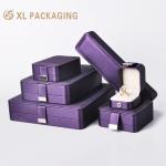 Industrial Jewelry Sets Box with Custom Logo Printing Purple Leather Wedding