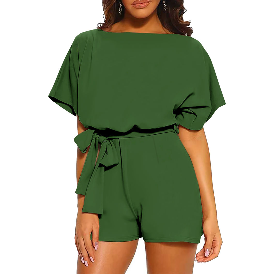 Hot Selling Women Summer Short Pants Casual Loose Rompers Solid Color Bodysuit One Piece Women Jumpsuits