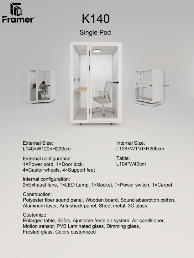 Private Individual Work Pods Distraction Free Sound Proof Office Pods Convertible