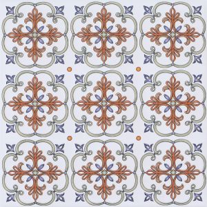 White and Red Encaustic Ceramic Rustic Tile 20x20cm