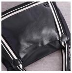 Three Strap Women Nylon Bags Black Cowhide Travel Bag