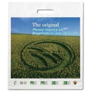 compost die cut bag PE plastic store handle shopping bag with customed printing,