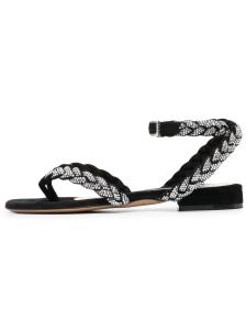 China Janbal JBSL0321 Black Rhinestone Flat Sandals Anti Slippery Flip Flops factory