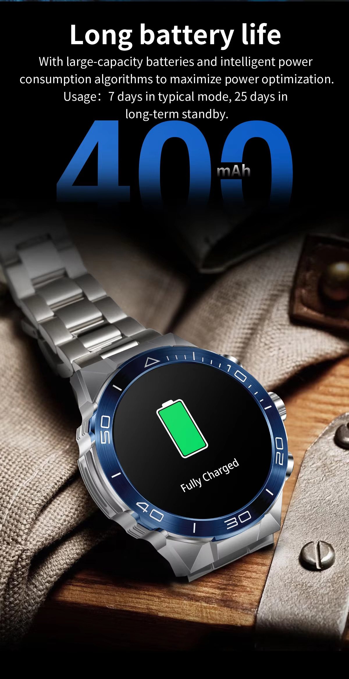 H33 Men Smart Watch BT Call IP67 Waterproof Heart Rate Sports Business Voice Assistant