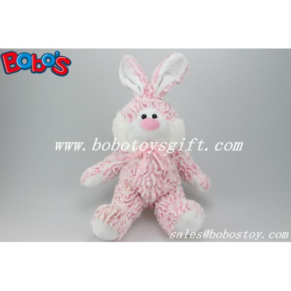 China 10"Pink Plush Stuffed Rabbit Animal With Pink Ribbon factory