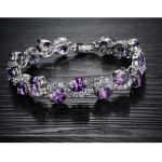 Women Platinum Plated Purple Cubic Zirconia Bracelet Wedding Jewelry(JDS924PURPL