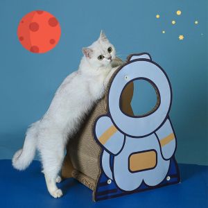 Astronaut Standing Cat Scratching Board Cute Design Corrugated Paper Material Is