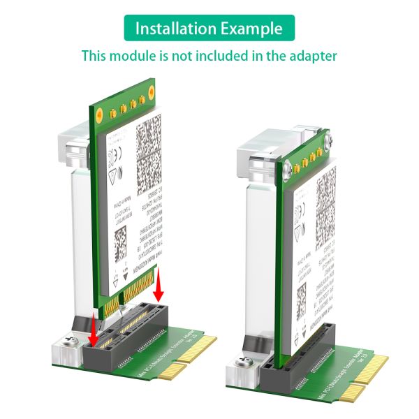 Mini PCI-E/mSATA Adapter with Vertical Installation Pin to Pin Design and Plastic Support Frame for 3G/4G WWAN LTE GPS and MSATA Card