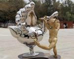 Contemporary Outdoor Metal Statues Public Decorative Stainless Steel Animal