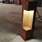10W Solar Bollard Garden Lights Powder Coated Or Rusty Finish Corten Steel