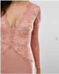 Newest Design Women Sexy Bodycon V-Neck Dress With Lace Detail Hot Sale
