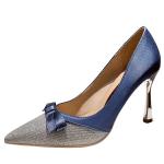 087770-8 European And American Sexy Pointed Toe Thin High Heels Stiletto Bow All