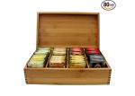 Natural Bamboo Storage Organizer Box , Wooden Tea Bag Holder Easy Cleaning