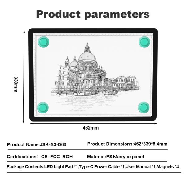 PS Acrylic Panel LED Light Pad Ultra Thin Silver Coating Wireless Animation Tracing Light Box Eye Friendly Drawing Board