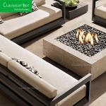 OutdoorFoam Cushion and Water-Resistant Fabric Luxury Teak Sofa Sets for Outdoor