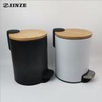 Commercial Foot Operated Waste Bins Stainless Teel Bamboo Lid Trash Garbage Can