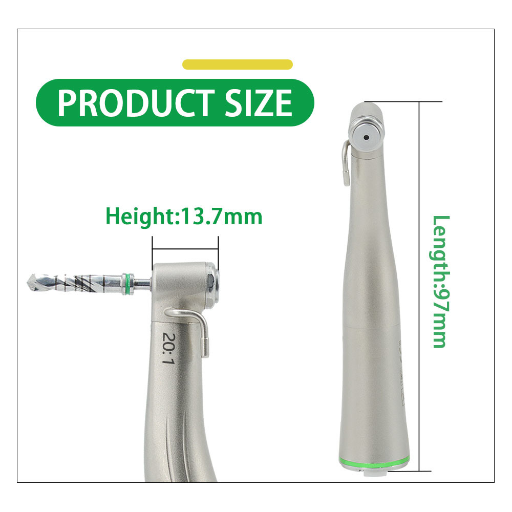 Detachable Dental Implant Handpiece 20-1 Speed Reduction Fiber Optical Contra Angle