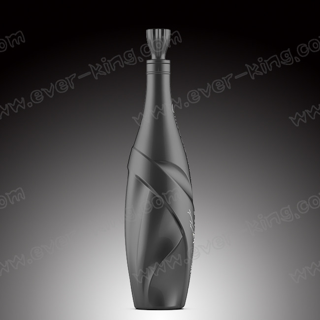 Custom 700ml Matte Black Vodka Glass Bottle For Liquor Spirits Wine