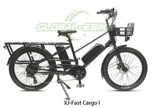 China Red Alloy Frame Electric Cargo Bike With Brushless Motor 48V Mechanical Disc Brakes factory