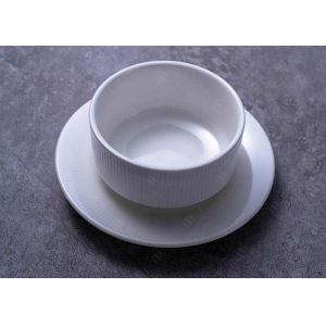 Lead Free 210ml Soup Ceramic Bowl Set With Saucers