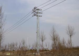 China 110KV Galvanized Tubular Steel Pole , High Mast Power Transmission Monopole factory