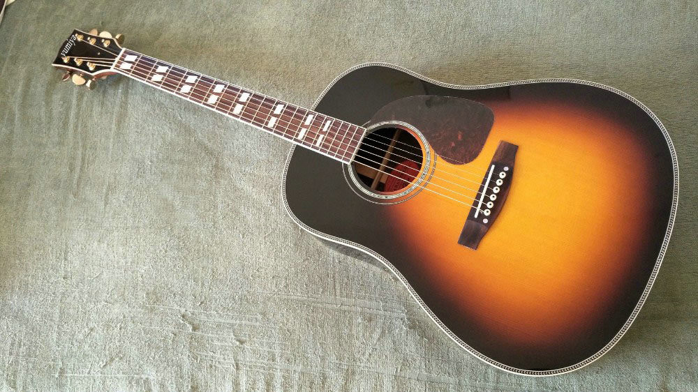 Guitar Factory Customization Acoustic Guitar Vintage Top AAA Sitka Solid Spruce Body Guitar with Fishman pickups