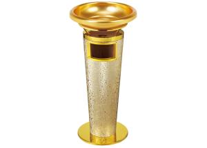 China Hotel Room Room Service Equipments / Stainless Steel Ground Ash Barrel with Open Top Ashtray Titanium Gold Color factory